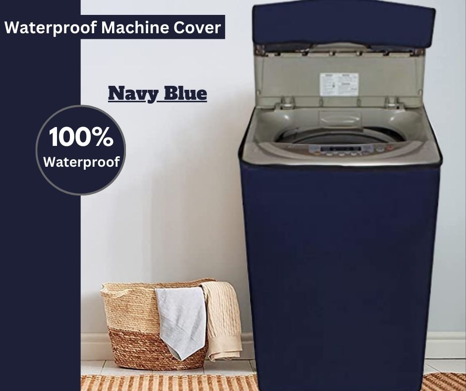 Zip Open Close Waterproof Top Loaded Washing Machine Cover (Blue
