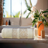 Flower Jacquard Towel Cream