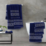 Flower Jacquard Towel Navy