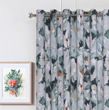 Grommet Elegant Flower Printed Blackout Cotton Duck Curtain