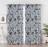 Grommet Elegant Flower Printed Blackout Cotton Duck Curtain