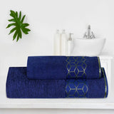 Diamond Jacquard Towel Navy