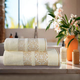 Flower Jacquard Towel Cream