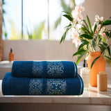 Flower Jacquard Towel Teal