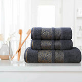 Flower Jacquard Towel Gray