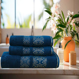 Flower Jacquard Towel Teal