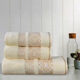 Flower Jacquard Towel Cream