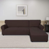 L-Shape Fitted Jersey Sofa Cover Brown