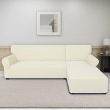 L-Shape Fitted Jersey Sofa Cover Off White