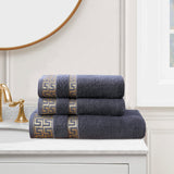 Greek Key Jacquard Towel Gray