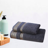 Greek Key Jacquard Towel Gray