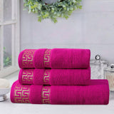 Greek Key Jacquard Towel Pink
