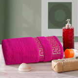 Greek Key Jacquard Towel Pink