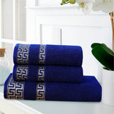 Greek Key Jacquard Towel Blue