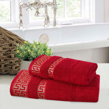 Greek Key Jacquard Towel Maroon