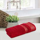 Greek Key Jacquard Towel Maroon