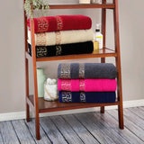 Greek Key Jacquard Towel Pink