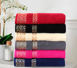 Greek Key Jacquard Towel Black