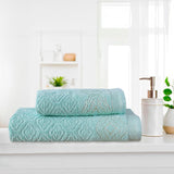 Damask Jacquard Towel Mint Green