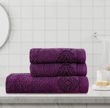 Flower Jacquard Towel Purple