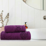 Flower Jacquard Towel Purple