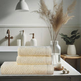 Damask Jacquard Towel Cream