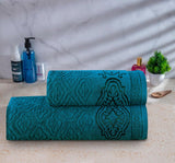 Damask Jacquard Towel Lake Green