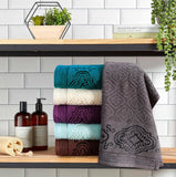 Damask Jacquard Towel Gray