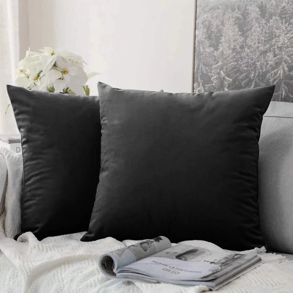 Plain Velvet Cushion Covers Black