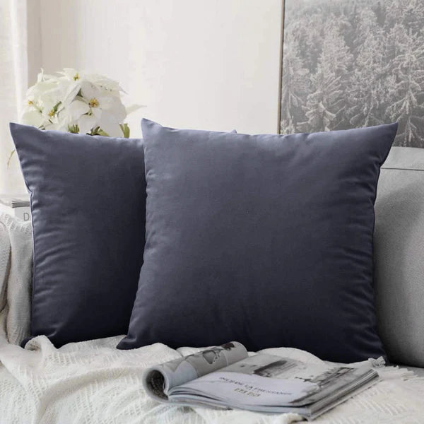 Plain Velvet Cushion Covers Dark Grey