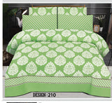 Green and White Cotton Bed Sheets With Two Pillow Cover