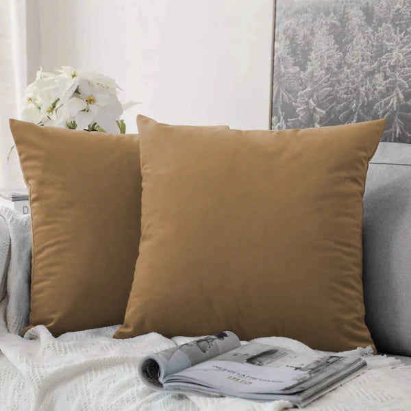 Plain Velvet Cushion Covers Brown