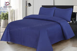 3 PCs Ultrasonic Quilted Luxury Bed Spread Navy