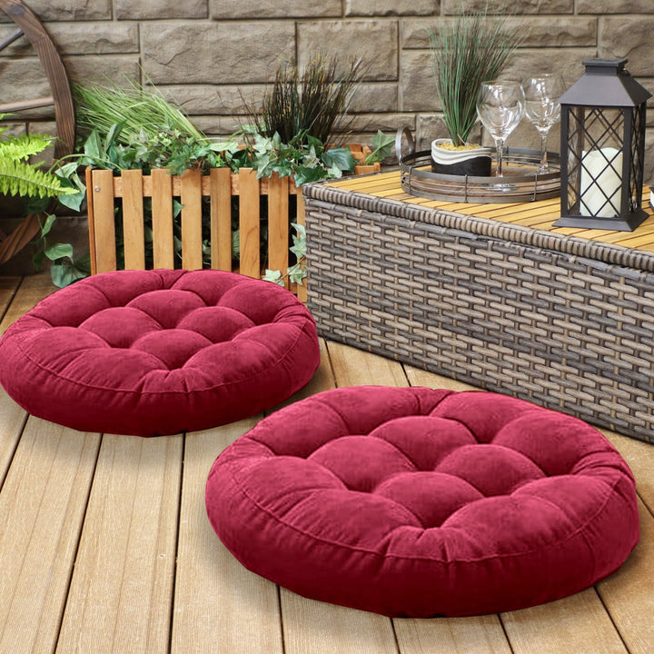 Velvet Round Floor Cushion Ball Fiber Filled