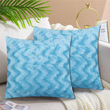 Zigzag Fur Cushion Cover Ferozi