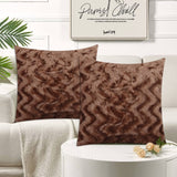 Zigzag Fur Cushion Cover Brown