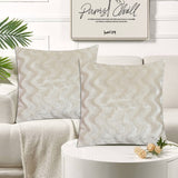 Zigzag Fur Cushion Cover Off White