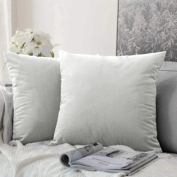 Plain Velvet Cushion Covers Off White
