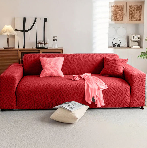 China Mazed Sofa Cover Maroon