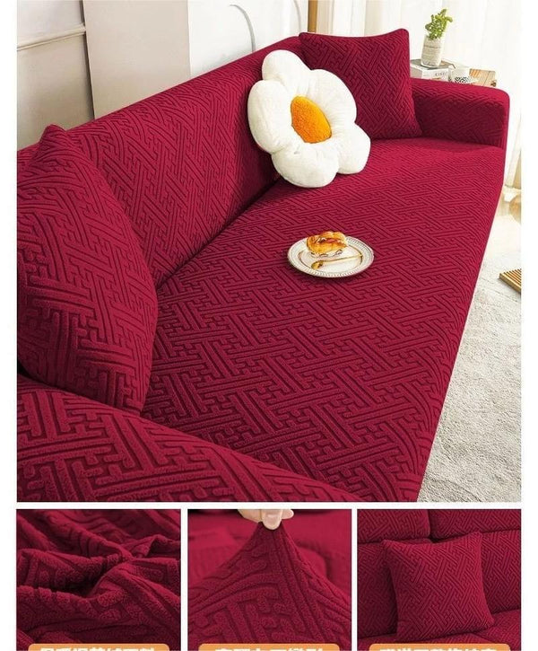 China Mazed Sofa Cover Maroon
