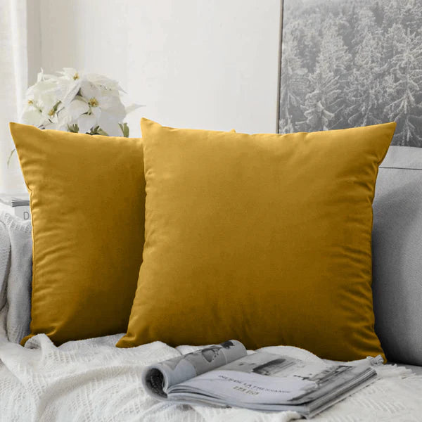 Plain Velvet Cushion Covers Golden