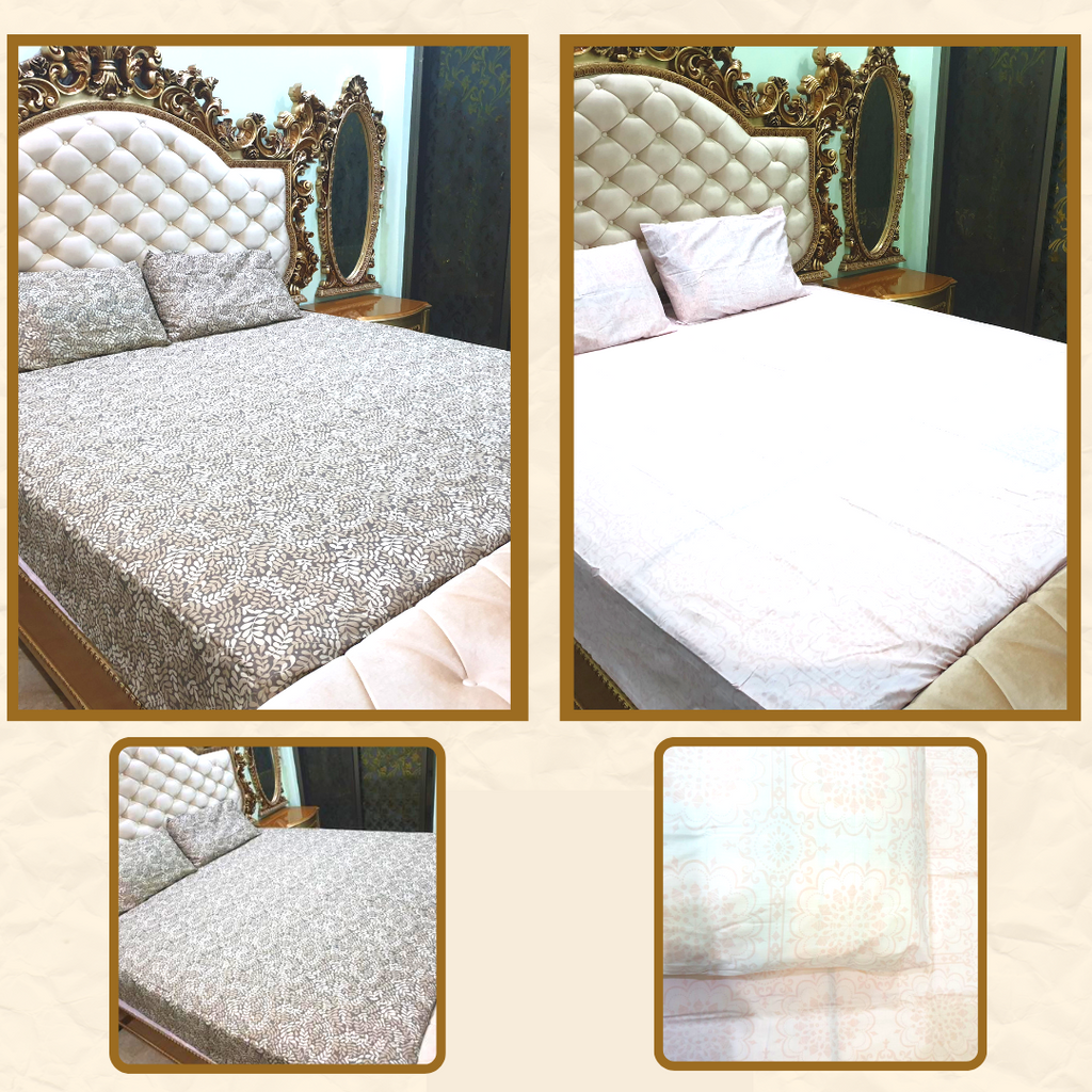 Pair of Pure Cotton Bedsheets (1 Brown + 1 Pink)