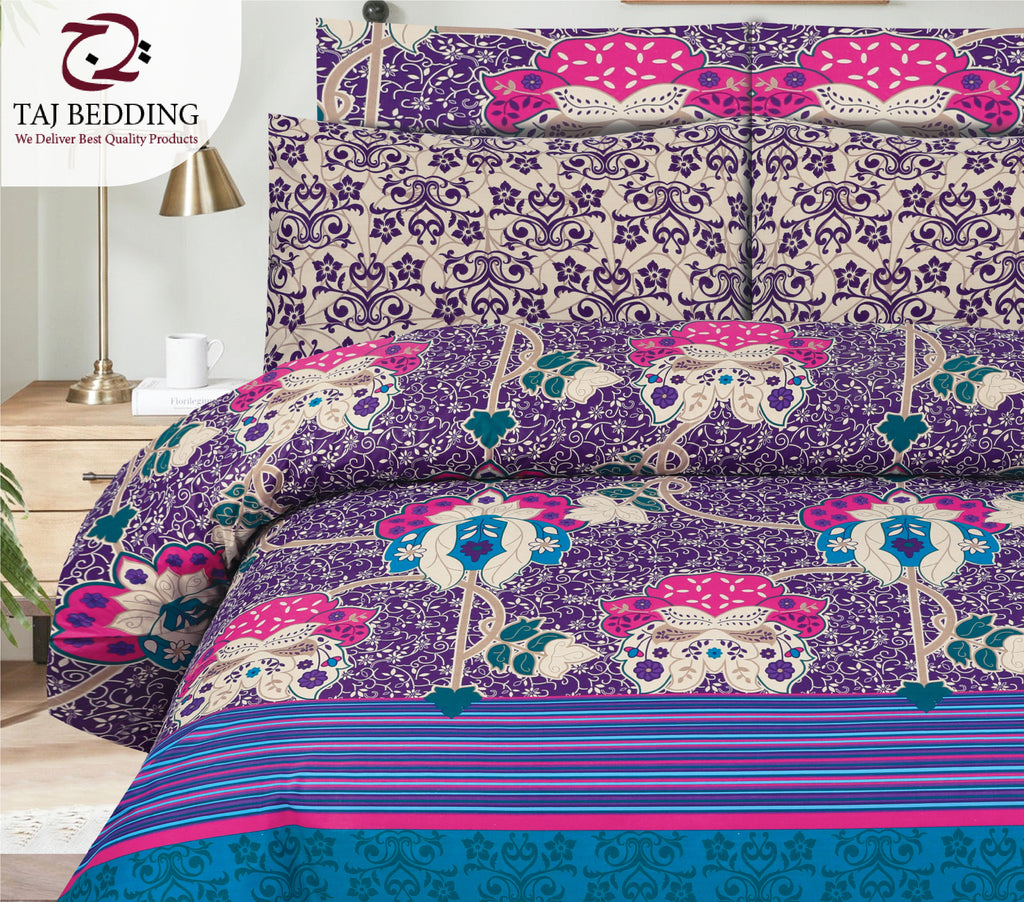 Purple Garden Pure Cotton Bedsheet Set