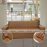 L-Shape Fitted Jersey Sofa Cover Chikoo