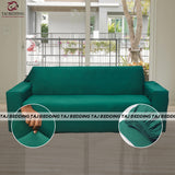 L-Shape Fitted Jersey Sofa Cover Green