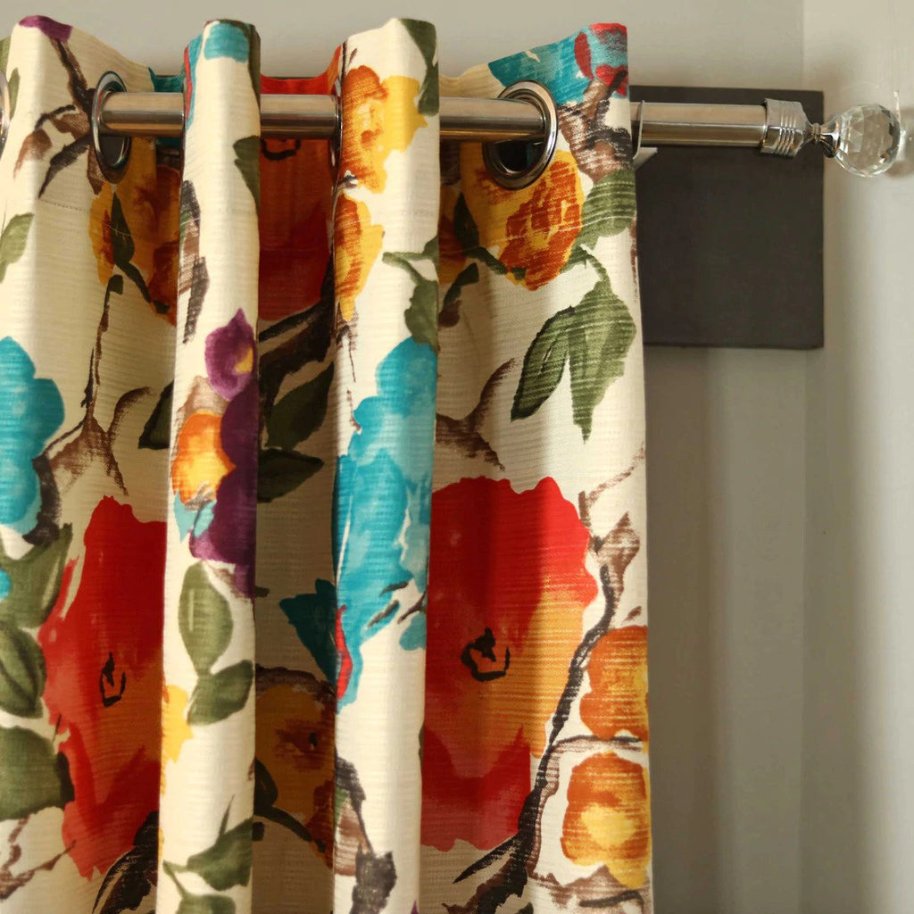 Watercolor Flowers Light Filtering Zeen Cotton Duck Curtain